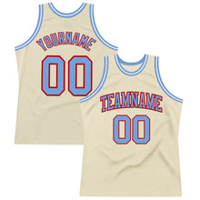 Load image into Gallery viewer, Custom Cream Light Blue-Red Authentic Throwback Basketball Jersey