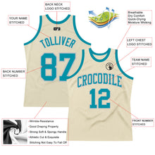 Load image into Gallery viewer, Custom Cream Teal-Gray Authentic Throwback Basketball Jersey