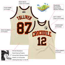 Load image into Gallery viewer, Custom Cream Brown-Orange Authentic Throwback Basketball Jersey