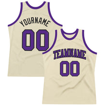 Load image into Gallery viewer, Custom Cream Purple-Black Authentic Throwback Basketball Jersey