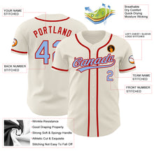 Load image into Gallery viewer, Custom Cream Light Blue-Red Authentic Baseball Jersey