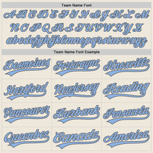 Load image into Gallery viewer, Custom Cream Light Blue-Steel Gray Authentic Baseball Jersey