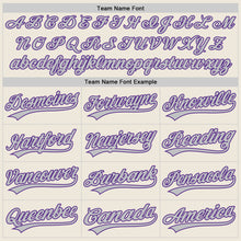 Load image into Gallery viewer, Custom Cream Gray-Purple Authentic Baseball Jersey