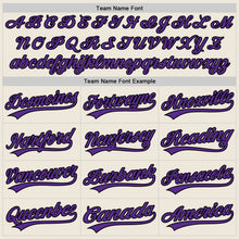 Load image into Gallery viewer, Custom Cream Purple-Black Authentic Baseball Jersey