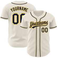 Load image into Gallery viewer, Custom Cream Navy-Gold Authentic Baseball Jersey