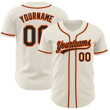 Load image into Gallery viewer, Custom Cream Black-Orange Authentic Baseball Jersey