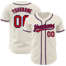 Load image into Gallery viewer, Custom Cream Red-Royal Authentic Baseball Jersey