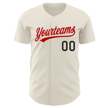 Load image into Gallery viewer, Custom Cream Black-Red Authentic Baseball Jersey