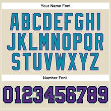 Load image into Gallery viewer, Custom Cream Black Pinstripe Purple-Teal Authentic Basketball Jersey