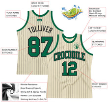 Load image into Gallery viewer, Custom Cream Black Pinstripe Kelly Green Authentic Basketball Jersey