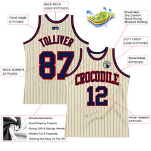 Load image into Gallery viewer, Custom Cream Navy Pinstripe Navy-Red Authentic Basketball Jersey