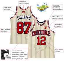 Load image into Gallery viewer, Custom Cream Navy Pinstripe Red Authentic Basketball Jersey