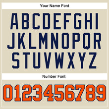 Load image into Gallery viewer, Custom Cream Navy Pinstripe Orange Authentic Basketball Jersey