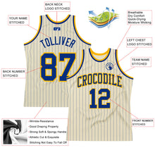 Load image into Gallery viewer, Custom Cream Royal Pinstripe Royal-Gold Authentic Basketball Jersey