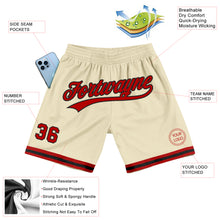 Load image into Gallery viewer, Custom Cream Red-Black Authentic Throwback Basketball Shorts