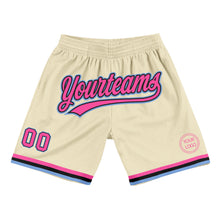 Load image into Gallery viewer, Custom Cream Pink Black-Light Blue Authentic Throwback Basketball Shorts