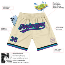 Load image into Gallery viewer, Custom Cream Purple Black-Teal Authentic Throwback Basketball Shorts