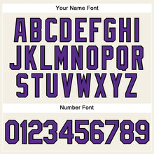 Load image into Gallery viewer, Custom Cream Purple Pinstripe Black Authentic Baseball Jersey