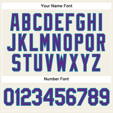 Load image into Gallery viewer, Custom Cream Purple Pinstripe Teal Authentic Baseball Jersey