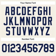 Load image into Gallery viewer, Custom Cream Gray Pinstripe Navy Authentic Baseball Jersey