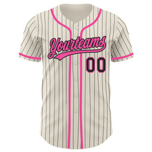 Load image into Gallery viewer, Custom Cream Black Pinstripe Pink Authentic Baseball Jersey
