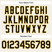 Load image into Gallery viewer, Custom Cream Black Pinstripe Gold Authentic Baseball Jersey