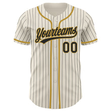 Load image into Gallery viewer, Custom Cream Black Pinstripe Old Gold Authentic Baseball Jersey