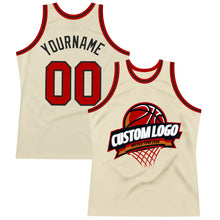 Load image into Gallery viewer, Custom Cream Red-Black Authentic Throwback Basketball Jersey