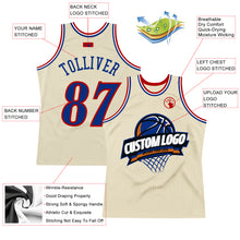 Load image into Gallery viewer, Custom Cream Royal Red-White Authentic Throwback Basketball Jersey