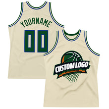 Load image into Gallery viewer, Custom Cream Green-Royal Authentic Throwback Basketball Jersey