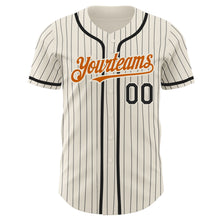 Load image into Gallery viewer, Custom Cream Black Pinstripe Texas Orange Authentic Baseball Jersey
