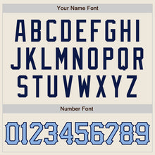 Load image into Gallery viewer, Custom Cream Navy Pinstripe Light Blue Authentic Baseball Jersey