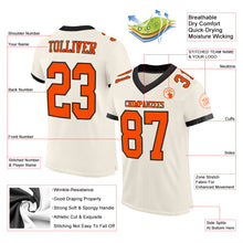 Load image into Gallery viewer, Custom Cream Orange-Black Mesh Authentic Football Jersey