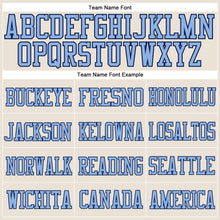 Load image into Gallery viewer, Custom Cream Light Blue-Navy Mesh Authentic Football Jersey