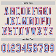 Load image into Gallery viewer, Custom Cream Light Blue-Red Mesh Authentic Football Jersey