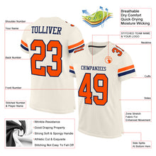 Load image into Gallery viewer, Custom Cream Orange-Navy Mesh Authentic Football Jersey