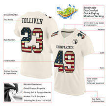 Load image into Gallery viewer, Custom Cream Vintage USA Flag-Black Mesh Authentic Football Jersey