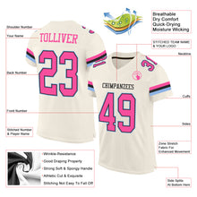 Load image into Gallery viewer, Custom Cream Pink Black-Light Blue Mesh Authentic Football Jersey
