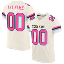 Load image into Gallery viewer, Custom Cream Pink Black-Light Blue Mesh Authentic Football Jersey