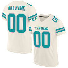 Load image into Gallery viewer, Custom Cream Teal-Gray Mesh Authentic Football Jersey