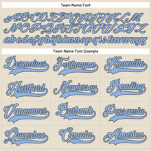 Load image into Gallery viewer, Custom Cream Light Blue-Steel Gray Hockey Lace Neck Jersey