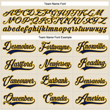 Load image into Gallery viewer, Custom Cream Navy-Gold Hockey Lace Neck Jersey