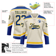 Load image into Gallery viewer, Custom Cream Royal-Yellow Hockey Lace Neck Jersey