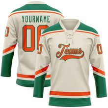 Load image into Gallery viewer, Custom Cream Orange-Kelly Green Hockey Lace Neck Jersey