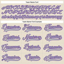 Load image into Gallery viewer, Custom Cream Gray-Purple Hockey Lace Neck Jersey