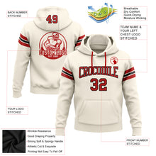 Load image into Gallery viewer, Custom Stitched Cream Red-Black Football Pullover Sweatshirt Hoodie