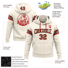 Load image into Gallery viewer, Custom Stitched Cream Red-Green Football Pullover Sweatshirt Hoodie