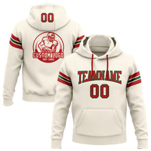 Load image into Gallery viewer, Custom Stitched Cream Red-Green Football Pullover Sweatshirt Hoodie