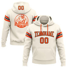 Load image into Gallery viewer, Custom Stitched Cream Orange-Black Football Pullover Sweatshirt Hoodie