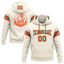Load image into Gallery viewer, Custom Stitched Cream Orange-Kelly Green Football Pullover Sweatshirt Hoodie